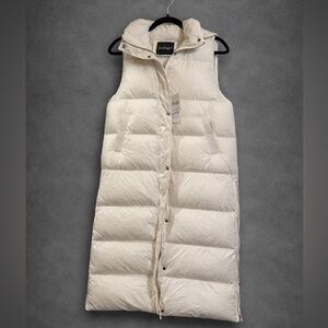 Avilego Longline Puffer Vest • Cream • Hooded • NWT • Size M
